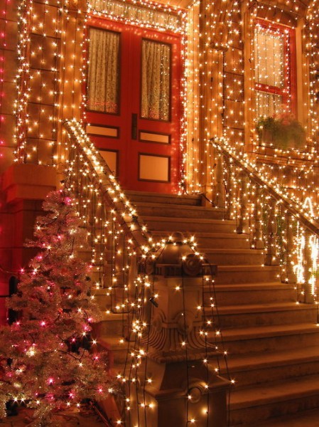 fairy lights on the porch