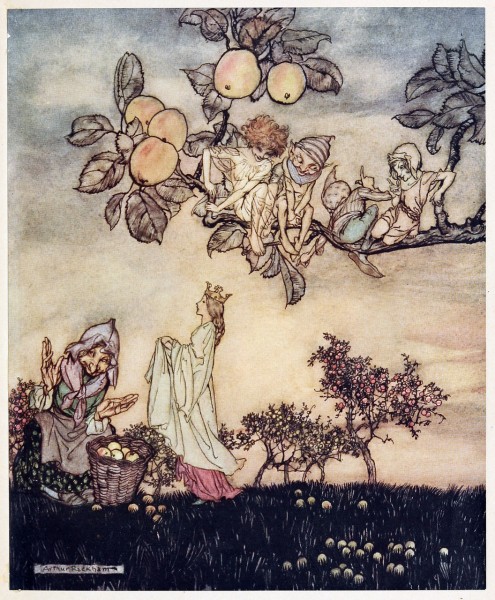 queen walks past fairies rackham